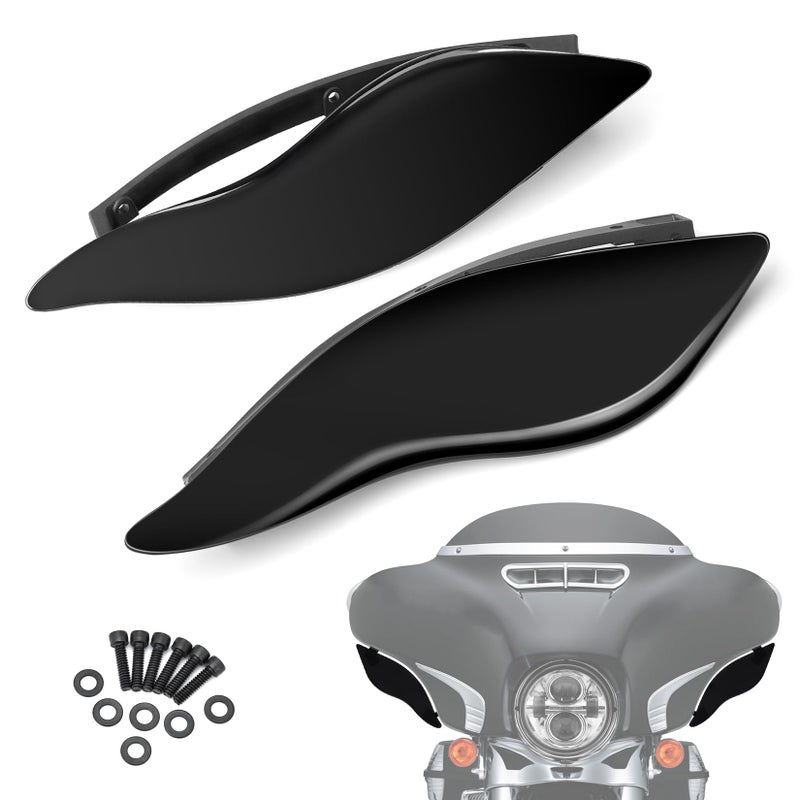 PBYMT Side Wings Air Deflectors, Fairing Side Wing Windshield, Black Adjustable Wind Deflectors Compatible for 2014-2024 Harley Electra Glide Street Glide Tri Glide Ultra Limited Fairing Side Shield - Image 1